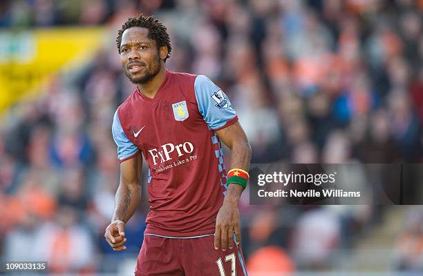 Jean II Makoun of Aston Villa during the Barclays Premier League match between Blackpool and Aston Villa at Bloomfield Road on February 12, 2011 in...