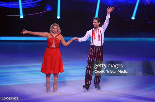 Sarina Nowak, David Vincour during the 'Dancing On Ice' Sat.1 TV show on January 27, 2019 in Cologne, Germany.