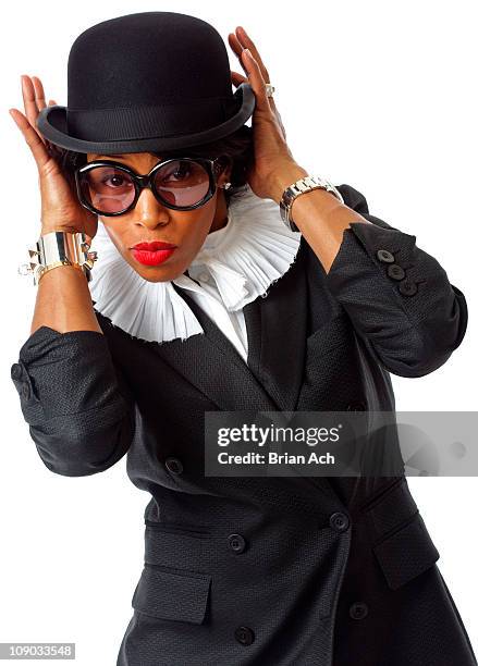 Celebrity stylist June Ambrose poses at a private portrait studio during New York Fashion Week Fall 2011 on February 12, 2011 in New York City.