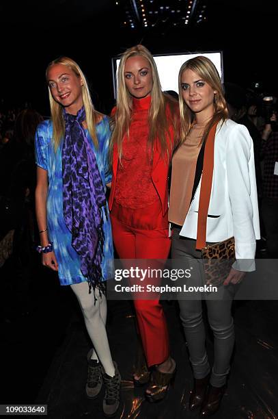 Claire Courtin Tlarins, Ginny Courtin Tlarins and Jeanette Courtin Tlarins attend the Vivienne Tam Fall 2011 fashion show during Mercedes-Benz...