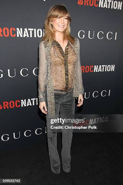 Actress Ellen Pompeo arrives at the Gucci and RocNation Pre-GRAMMY brunch held at Soho House on February 12, 2011 in West Hollywood, California.