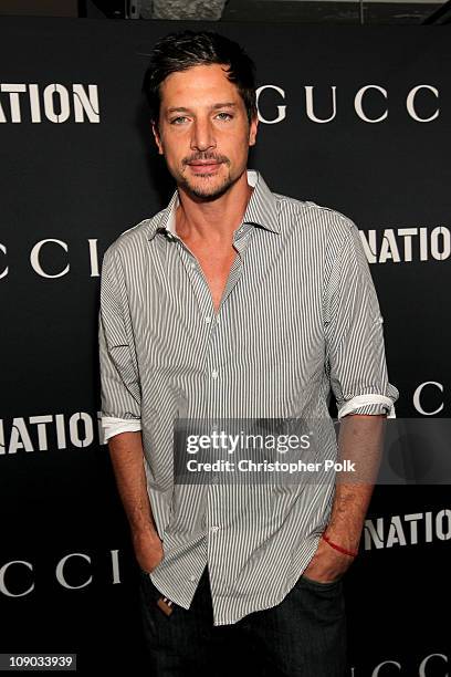 Actor Simon Rex arrives at the Gucci and RocNation Pre-GRAMMY brunch held at Soho House on February 12, 2011 in West Hollywood, California.