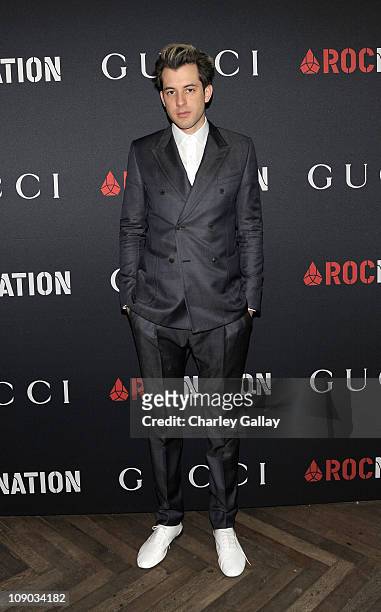 Mark Ronson arrives at the Gucci and RocNation Pre-GRAMMY brunch held at Soho House on February 12, 2011 in West Hollywood, California.