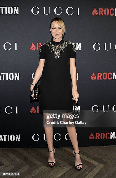 Gucci Creative Director Frida Giannini arrives at the Gucci and Roc Nation Pre-GRAMMY brunch held at Soho House on February 12, 2011 in West...