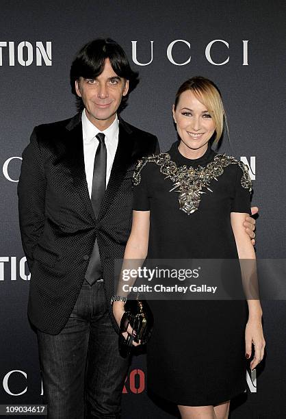 Gucci CEO Patrizio di Marco and Creative Director Frida Giannini arrive at the Gucci and Roc Nation Pre-GRAMMY brunch held at Soho House on February...