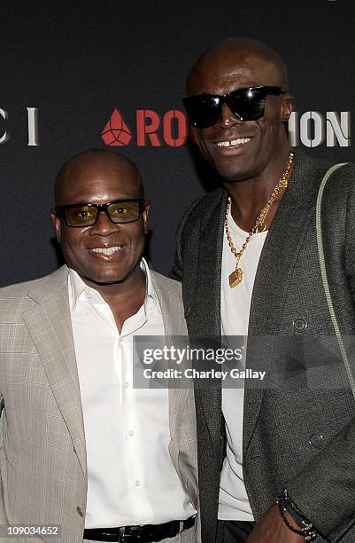 Producer L.A. Reid and singer Seal arrive at the Gucci and Roc Nation Pre-GRAMMY brunch held at Soho House on February 12, 2011 in West Hollywood,...