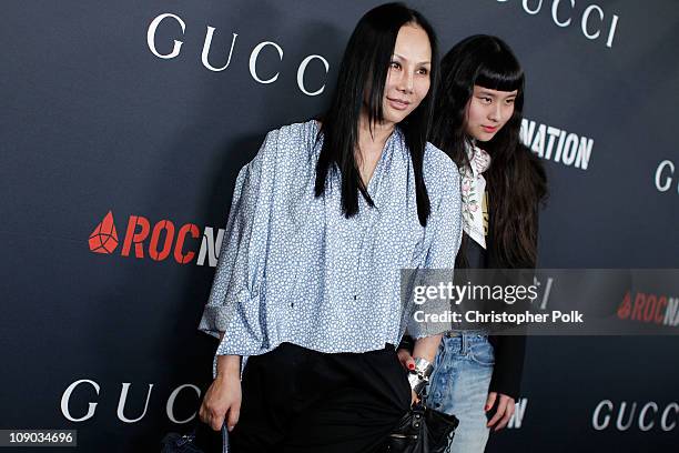 Eva Chow and daughter Asia Chow arrive at the Gucci and Roc Nation Pre-GRAMMY brunch held at Soho House on February 12, 2011 in West Hollywood,...