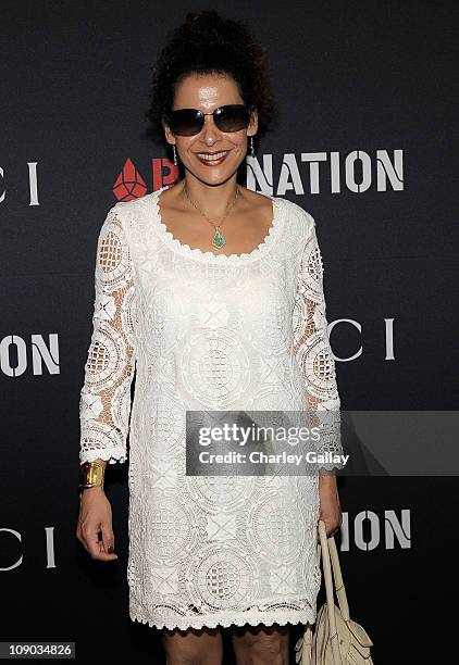 Mariane Pearl arrives at the Gucci and Roc Nation Pre-GRAMMY brunch held at Soho House on February 12, 2011 in West Hollywood, California.