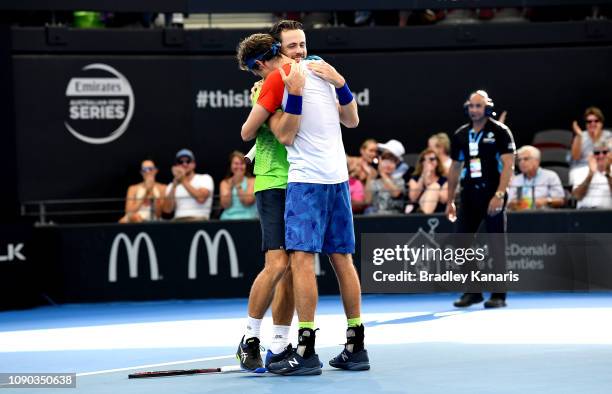 Wesley Koolhof of the Netherlands and Marcus Daniell of New Zealand celebrate victory after the Men’s Doubles Final match against Joe Salisbury of...