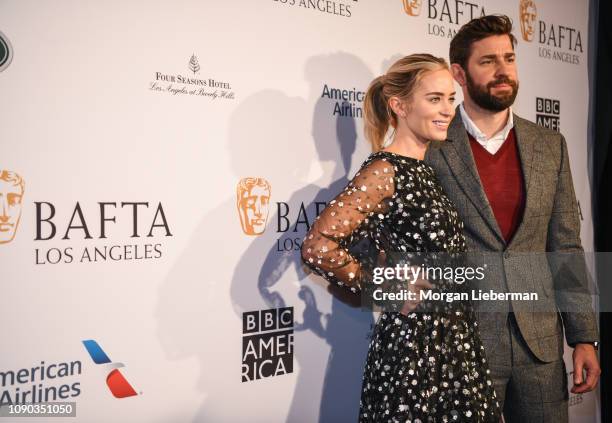 Emily Blunt and John Krasinski arrive at the BAFTA Los Angeles Tea Party at the Four Seasons Hotel Los Angeles in Beverly Hills on January 05, 2019...