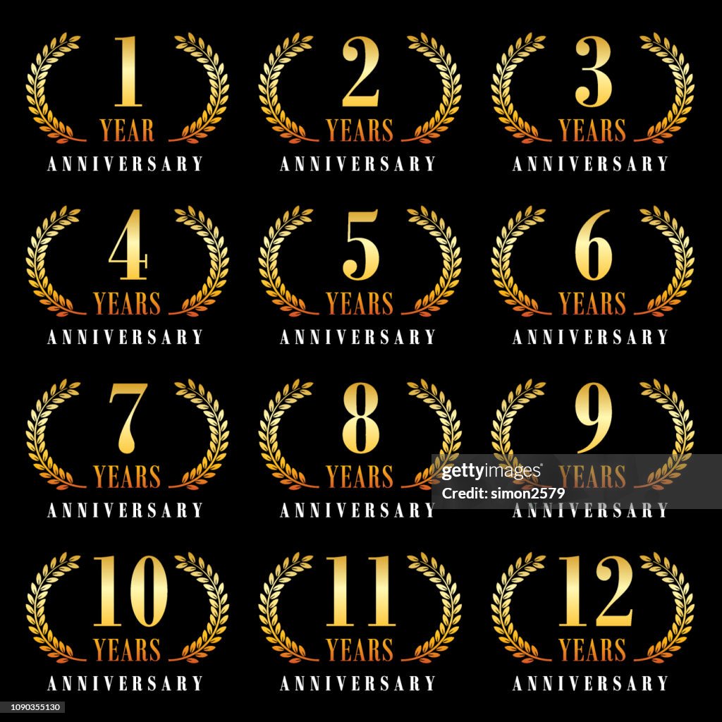 Conjunto de emblema aniversario