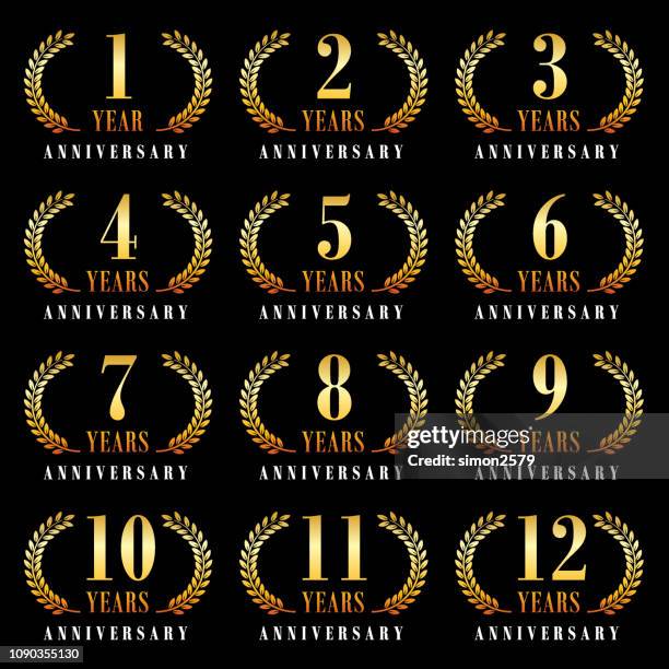 anniversary emblem set - wedding anniversary stock illustrations