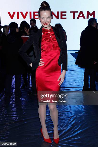 Model Petra Nemcova attends the Vivienne Tam Fall 2011 fashion show during Mercedes-Benz Fashion Week at The Theatre at Lincoln Center on February...