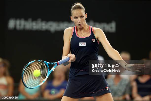 Karolina Pliskova of the Czech Republic plays a forehand in the Women’s Finals match against Lesia Tsurenko of Ukraine during day eight of the 2019...