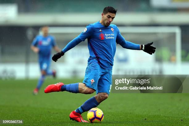 Giovanni Simeone of ACF Fiorentina in action during the Serie A match between Chievo Verona and ACF Fiorentina at Stadio Marc'Antonio Bentegodi on...