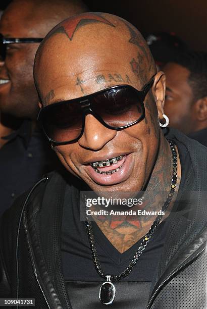 Rapper and co-CEO of Cash Money Records Bryan "Birdman" Williams arrives at the Cash Money Records Annual Pre-Grammy Awards Party at The Lot on...