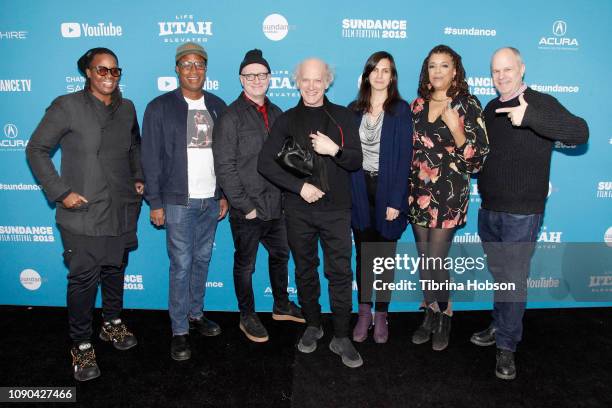 Mickalene Thomas, Tommy Walker, Chad Thompson, Timothy Greenfield-Sanders, Johanna Giebelhaus, Kathryn Bostic, and Michael Kantor attend the "Toni...