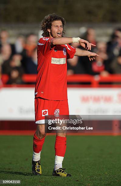Sergio Torres of Crawley Town during the Blue Square Bet Premier match between Crawley Town and Wrexham at Broadfield Stadium on February 12, 2011 in...