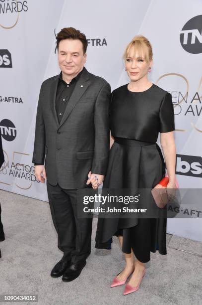 Mike Myers and Kelly Tisdale attend the 25th Annual Screen Actors Guild Awards at The Shrine Auditorium on January 27, 2019 in Los Angeles,...