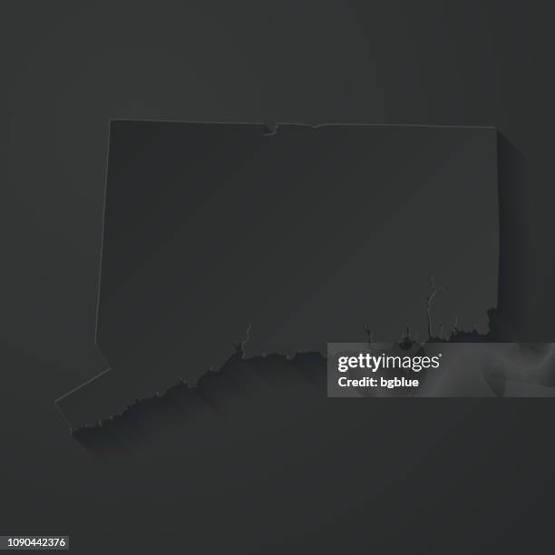 connecticut map with paper cut effect on black background - bridgeport connecticut stock illustrations