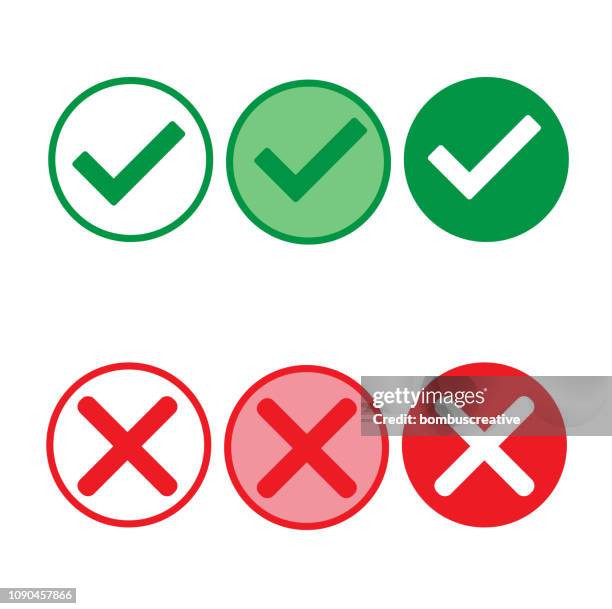 check mark wrong mark icon - question answer stock illustrations