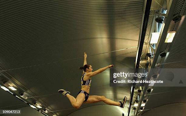 Jade Nimmo in action during the Women's long jump final at the AVIVA European Trials & UK Championship at the English Insitute for Sport on February...