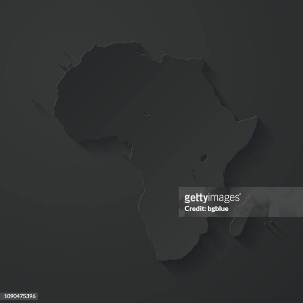 非洲地圖與剪紙作用在黑色背景 - reunion island 幅插畫檔、美工圖案、卡通及圖標