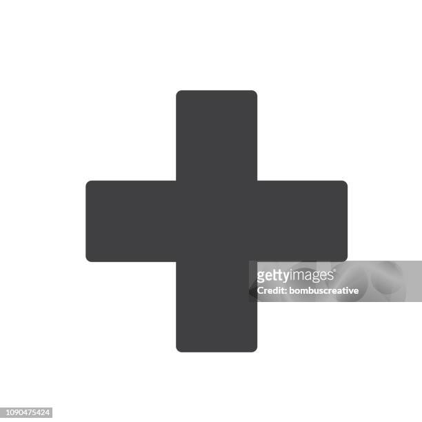 first aid sign icon vector design - cross shape stock illustrations
