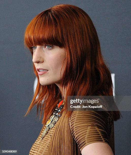 Recording Artist Florence Welch of Florence and the Machine arrives at the Gucci And RocNation Host Pre-Grammy Brunch At Soho House at Soho House on...