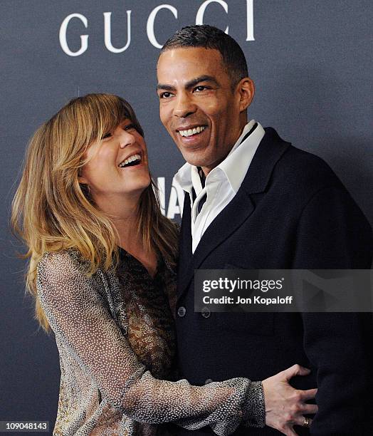 Actress Ellen Pompeo and husband Chris Ivery arrive at the Gucci And RocNation Host Pre-Grammy Brunch At Soho House at Soho House on February 12,...