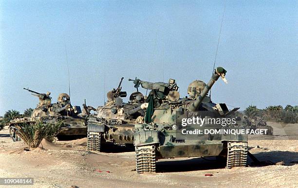 Picture released on April 10, 1987 of abandonned T-54 and T-55 tanks belonging to the Lybian army at Faya-Largeau, after the defeat of Lybian army...