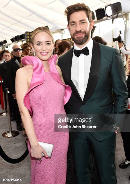 Emily Blunt and John Krasinski attend the 25th Annual Screen Actors Guild Awards at The Shrine Auditorium on January 27, 2019 in Los Angeles,...