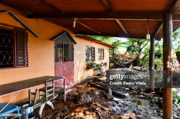 House struck by the mud in Córrego do Feijão near the town of Brumadinho, in the state of Minas Gerias, in southeastern Brazil, on January 27 the day...