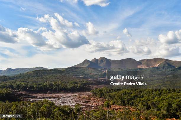 Geological view of the Córrego do Feijão Mine near the town of Brumadinho in the state of Minas Gerias in southeastern Brazil on January 27 a day...