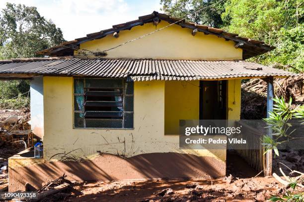 House struck by the mud in Córrego do Feijão near the town of Brumadinho, in the state of Minas Gerias, in southeastern Brazil, on January 27 the day...