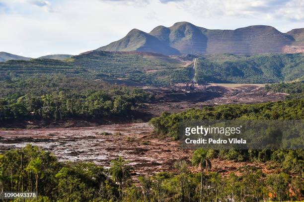 Geological view of the Córrego do Feijão Mine near the town of Brumadinho in the state of Minas Gerias in southeastern Brazil on January 27 a day...