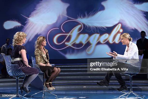 Elisabeth Samnoy, Princess Martha Louise Of Norway and TV presenter Licia Colo attend "Alle Falde Del Kilimangiaro" Italian TV Show at the RAI...