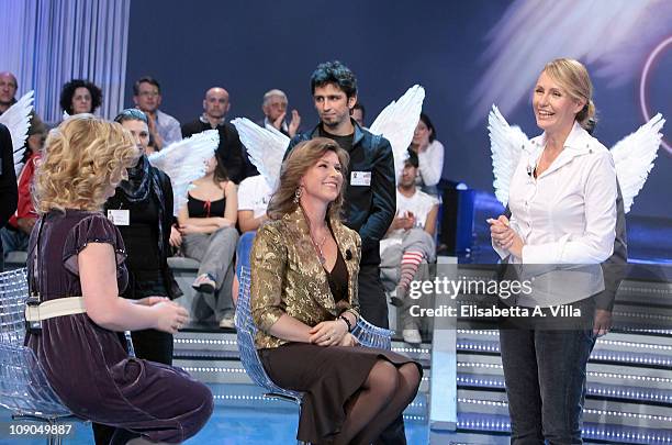 Elisabeth Samnoy, Princess Martha Louise Of Norway and TV presenter Licia Colo attend "Alle Falde Del Kilimangiaro" Italian TV Show at the RAI...