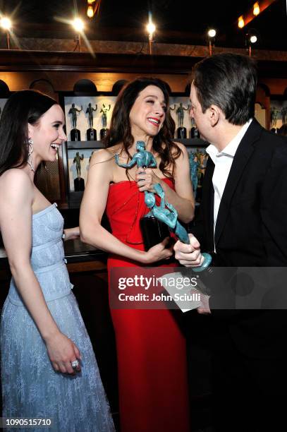 Rachel Brosnahan, Marin Hinkle and Brian Tarantina attend the 25th Annual Screen Actors Guild Awards at The Shrine Auditorium on January 27, 2019 in...
