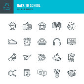 Back to School - set of line vector icons