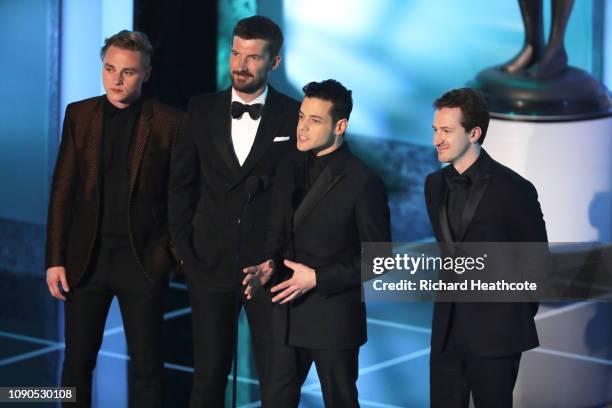 Ben Hardy, Gwilym Lee, Rami Malek, and Joseph Mazzello onstage during the 25th Annual Screen Actors Guild Awards at The Shrine Auditorium on January...