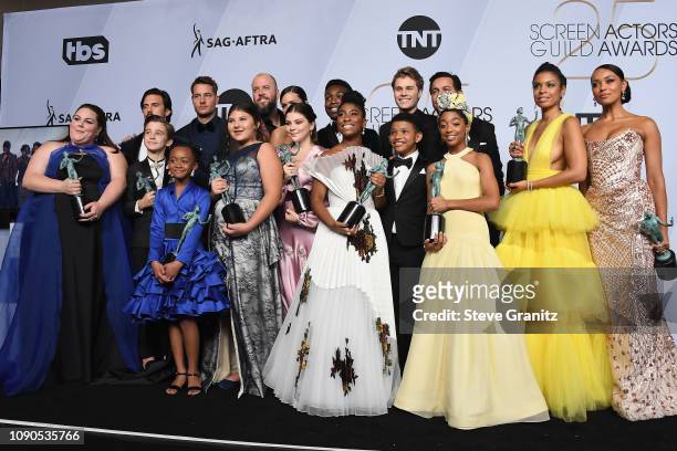 The cast of ?This Is Us?, winners of the Outstanding Performance by an Ensemble in a Drama Series, pose in the press room during the 25th Annual...