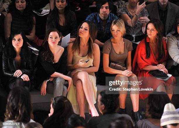 Leigh Lezark, Rose McGowan, Sophia Bush, Katrina Bowden and Jennifer Love Hewitt attend the Max Azria Fall 2011 fashion show during Mercedes-Benz...