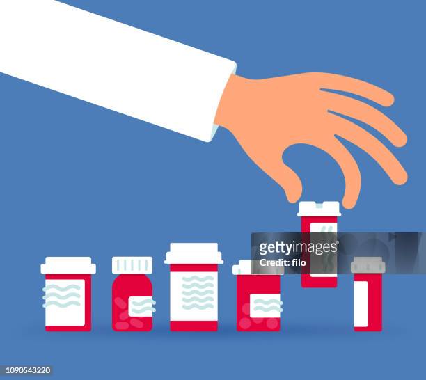 illustrazioni stock, clip art, cartoni animati e icone di tendenza di selezione di un farmaco da prescrizione - scelta