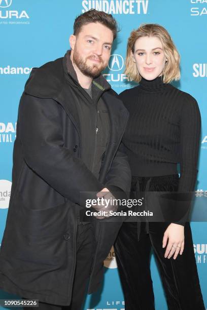 Actors Tom Burke and Honor Swinton Byrne attend the "The Souvenir" Premiere during the 2019 Sundance Film Festival at The Ray on January 27, 2019 in...