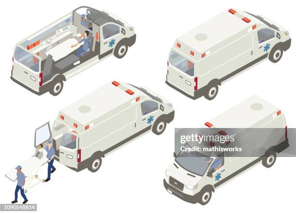 ambulance cutaways illustration - paramedic stock illustrations