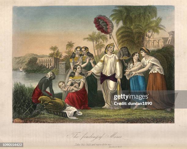 the finding of moses - moses stock illustrations