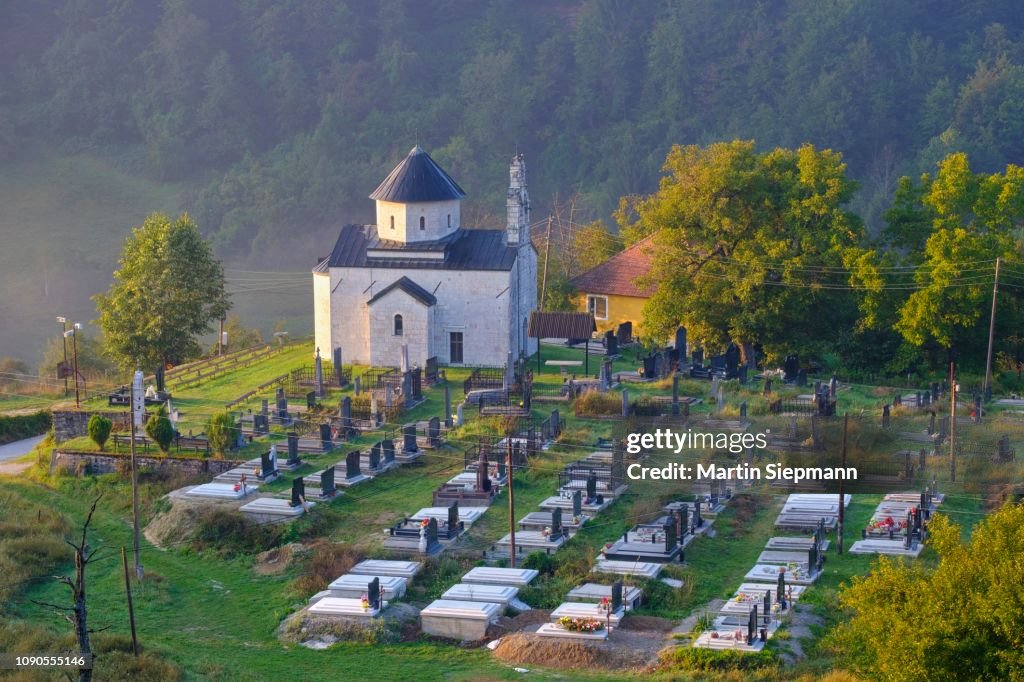 Church and cemetery in Kralje, near Andrijevica, Montenegro