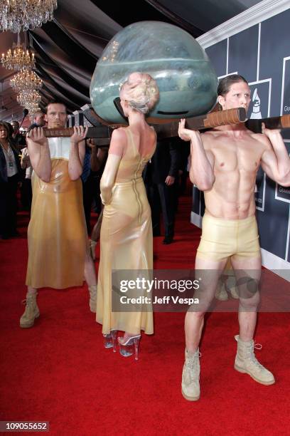 Singer Lady Gaga arrives at The 53rd Annual GRAMMY Awards held at Staples Center on February 13, 2011 in Los Angeles, California.