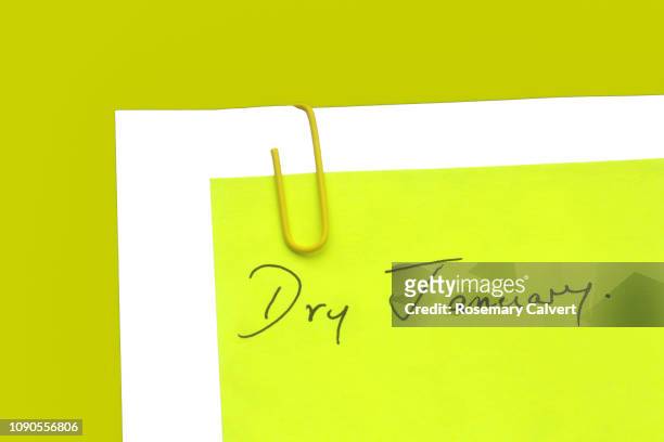 message, 'dry january' attached. - january stock pictures, royalty-free photos & images